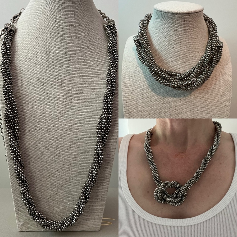Y2K Twisted Silver Chainmail Necklace - Many ways to wear!